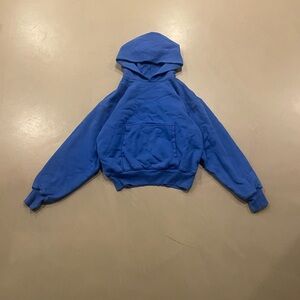 Yeezy X Gap men’s blue blank oversized cropped hoodie